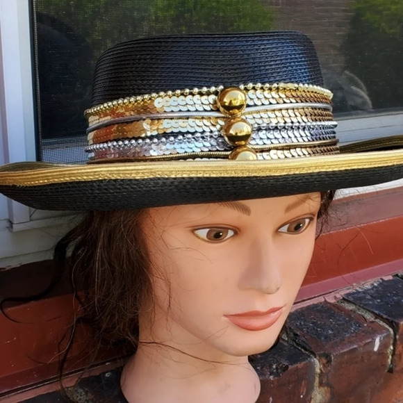 Vintage Faux‎ Cavalry Sequinedvery Glam  hat main image 6